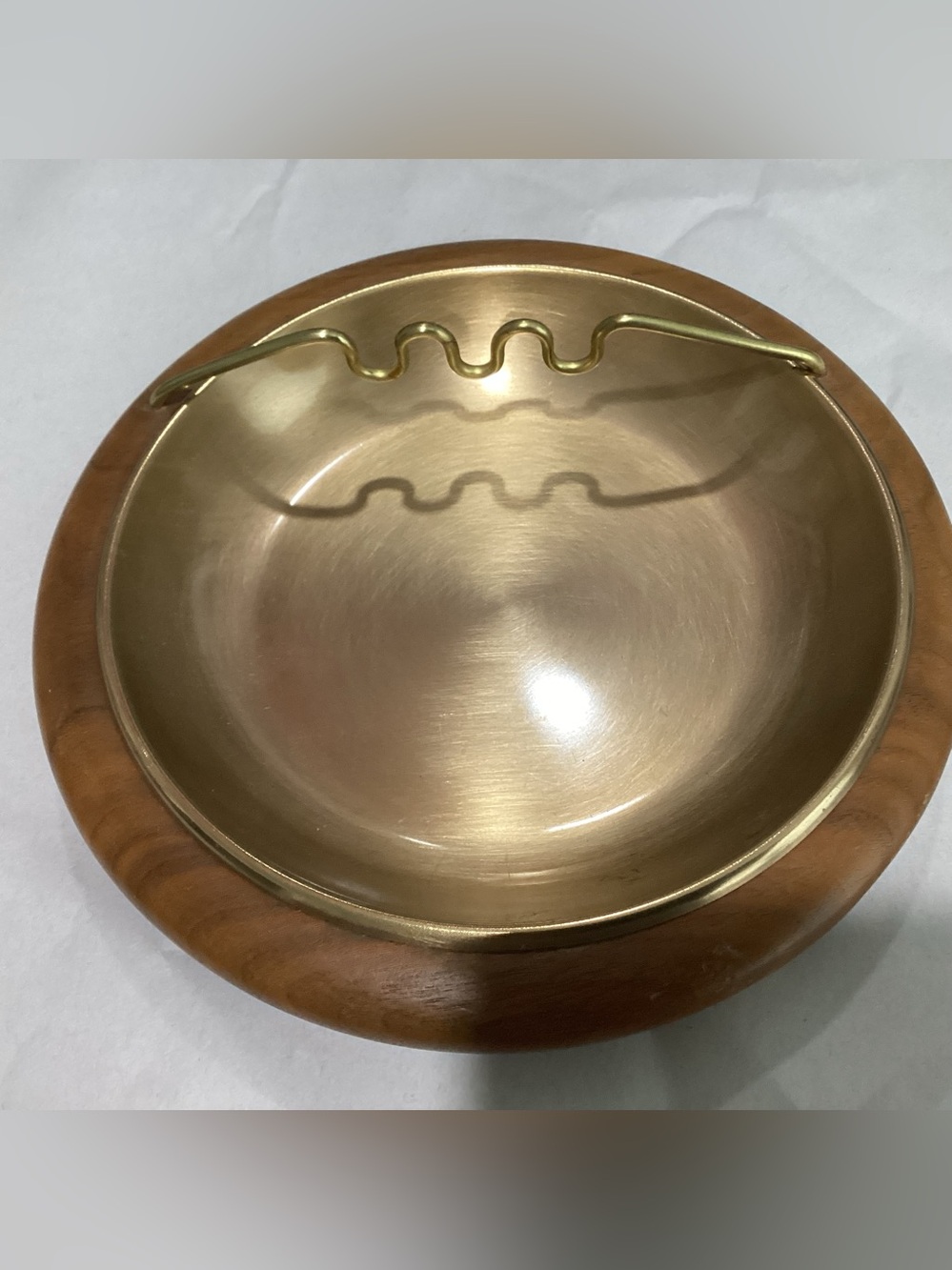 Vtg. Mid-Century Modern DUK-IT black walnut wooden exterior ashtray
